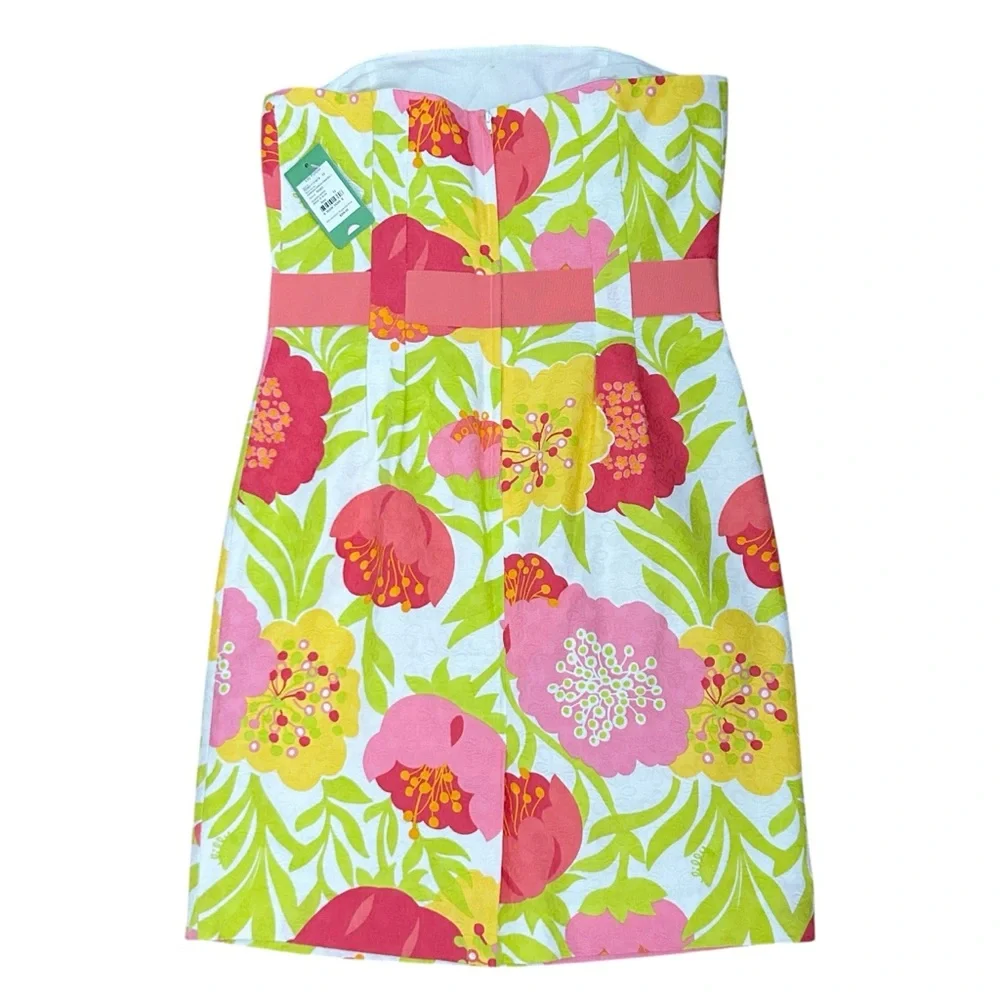 NEW Lilly Pulitzer Vanessa Bright Floral Cotton Jacquard Strapless Dress 12 - Picture 2 of 11